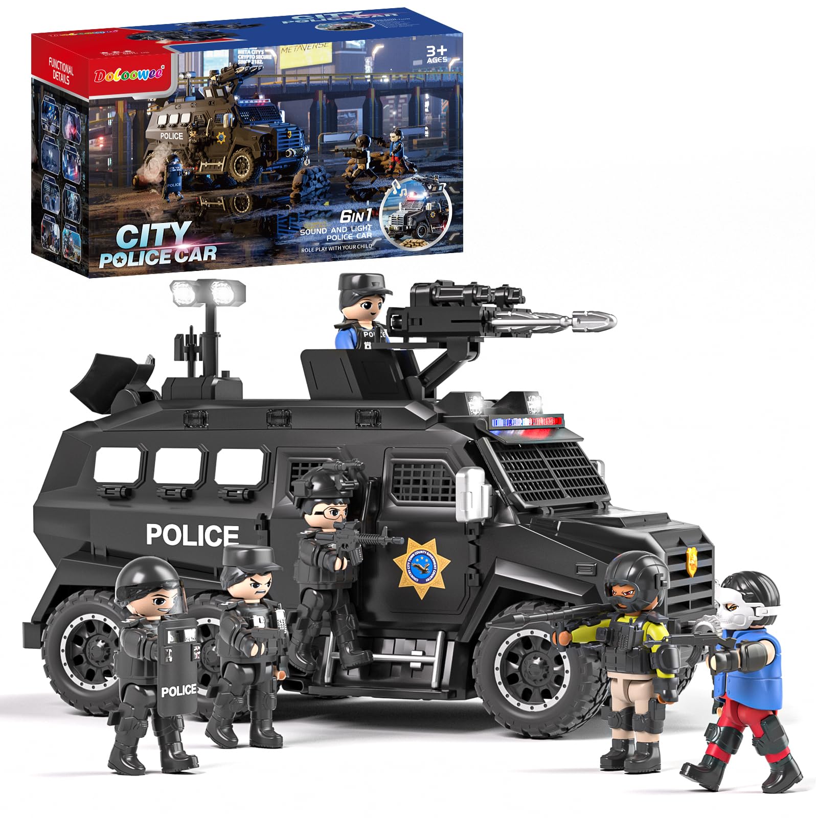 Doloowee Police Car, Car Toy with Light & Sound & Mist | Toy for Boys from 5 Years