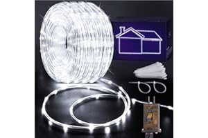 KNONEW 164FT Rope Lights Outdoor Indoor,500LED String Lights Waterproof 8 Modes Clear Tube Lights for Outside,Bedroom,Wedding,Garden,Patio,Christmas,Tree,Rv,Holiday Decoration(Cool White)