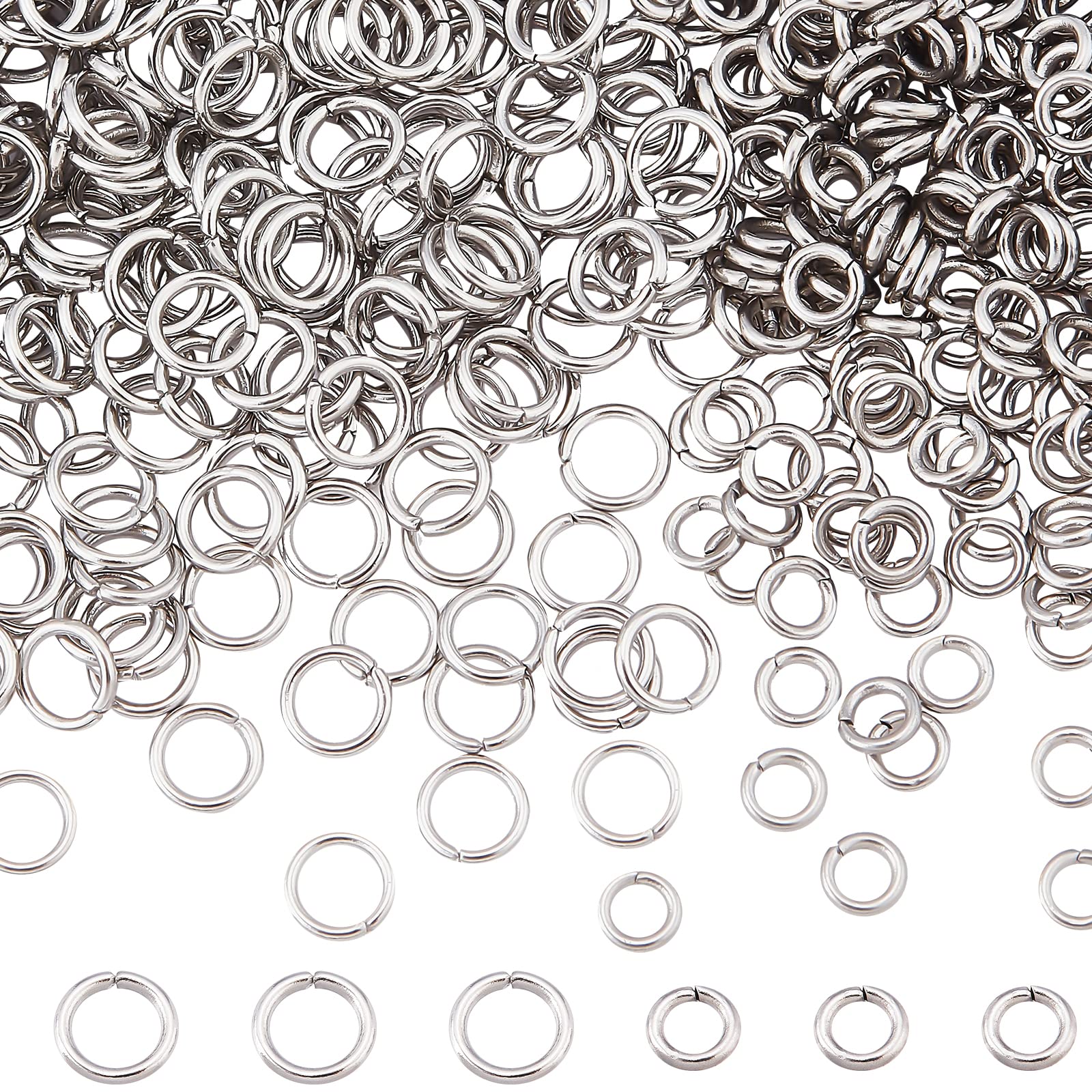 SUNNYCLUE 1 Box 1100Pcs 2 Style 3mm 4mm Stainless Steel Open Jump Rings Connectors Linking Ring Jump Rings Bulk for jewellery Making Chainmail Ring Earrings Bracelets Necklace Supplies DIY Craft