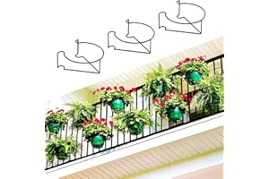 Yostyle Durable Iron Planting Frame, Floating Garden Railing Planter Shelf, Plant Iron Holder, Fence Metal Potted Stand, Bracket Farm Plant Cage (3Pcs)
