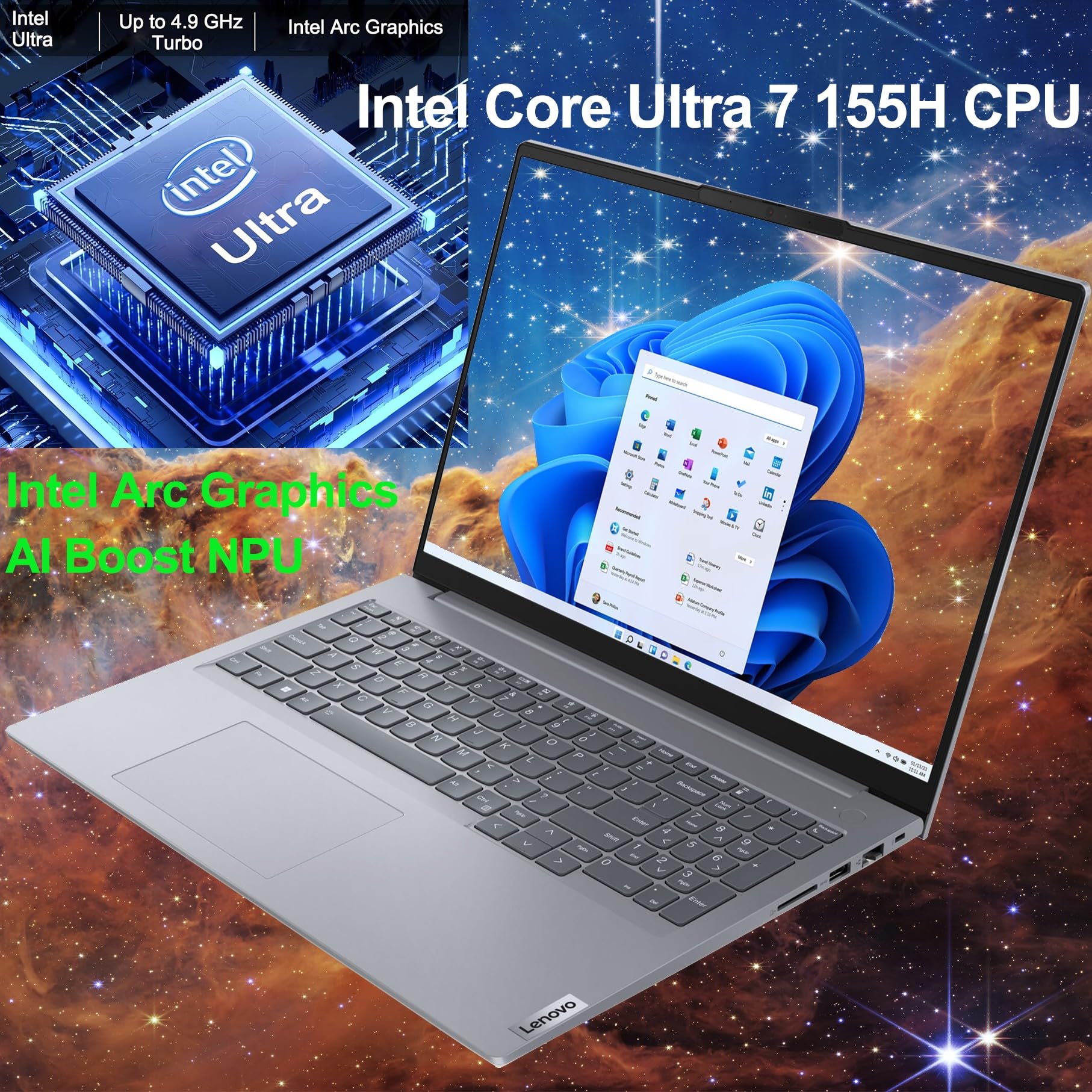 Lenovo Thinkbook 16 Ultra 7 155H Premium Laptop Computer Intel 16-Core 16