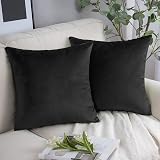 Yorkshire Bedding Velvet Cushion Covers 45x45 cm 2 Pack Black