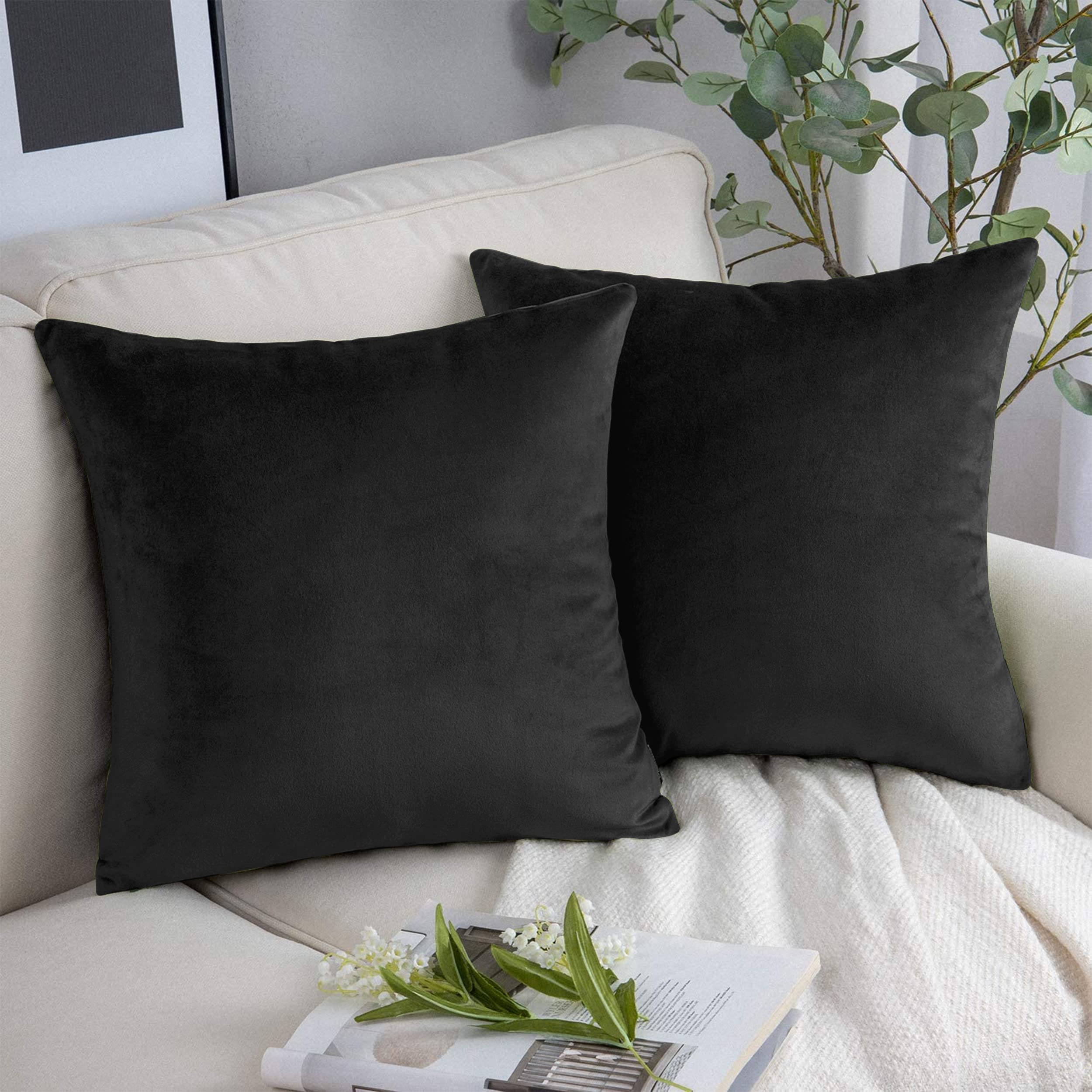 Yorkshire Bedding Velvet Cushion Covers 45 x 45 cm - 2 Pack Decorative Square Throw Pillow Cases - Luxury Soft Black Cushion Cover for Sofa Couch Bedroom with Invisible Zipper 18x18 Inches — image 1