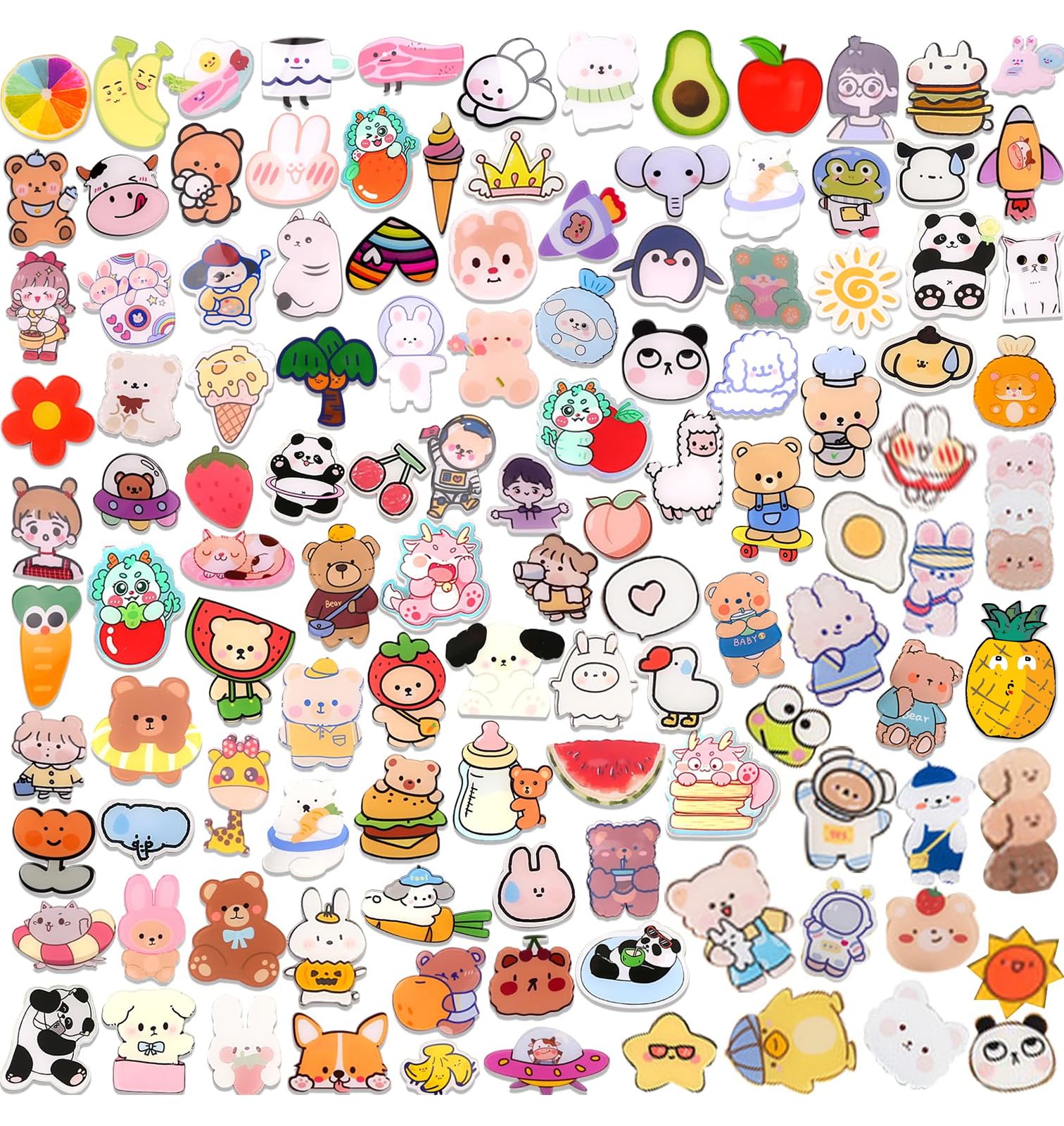 100 Pcs Acrylic Brooch Pins, Cute Backpack Pins, Backpack Beauty Pins for Bags, Hoodies, Hats, Coats Kawaii Accessories, Gifts for Girls Random Mixed Packaging
