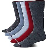 Tommy Hilfiger Mens Dress Socks - 5 Pack Lightweight Patterned Everyday Long Work Socks for Men for Casual & Formal Wear