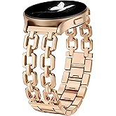 Wearlizer Metal Band Compatible with Samsung Galaxy Watch 7 6 5 4 FE Active 2 40mm 44mm/Watch 6 4 Classic 43mm 47mm 42mm 46mm/Watch 5 Pro 45mm Bands, 20mm Dressy Stainless Steel Chain Strap Women