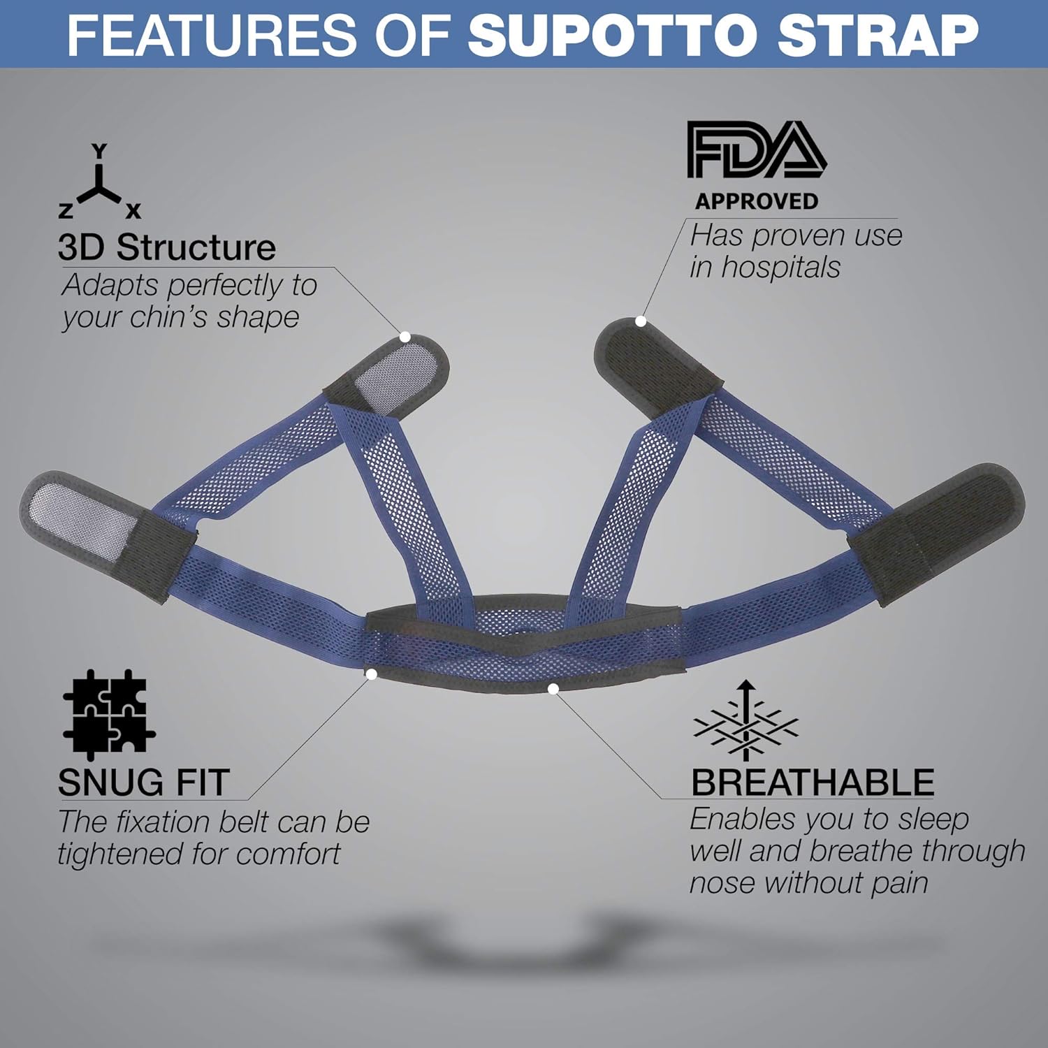 Supotto Belt Chin Strap for Mouth Breather L size| Portable Anti-Snore Sleeping Device | Sleep Care & Snoring Accessories | Quiet Breathing & Jaw Aid Equipment: Health & Personal Care