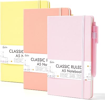 feela A5 Notebooks Multipack 3 Pack Ruled Lined 128 Pages 21x13cm
