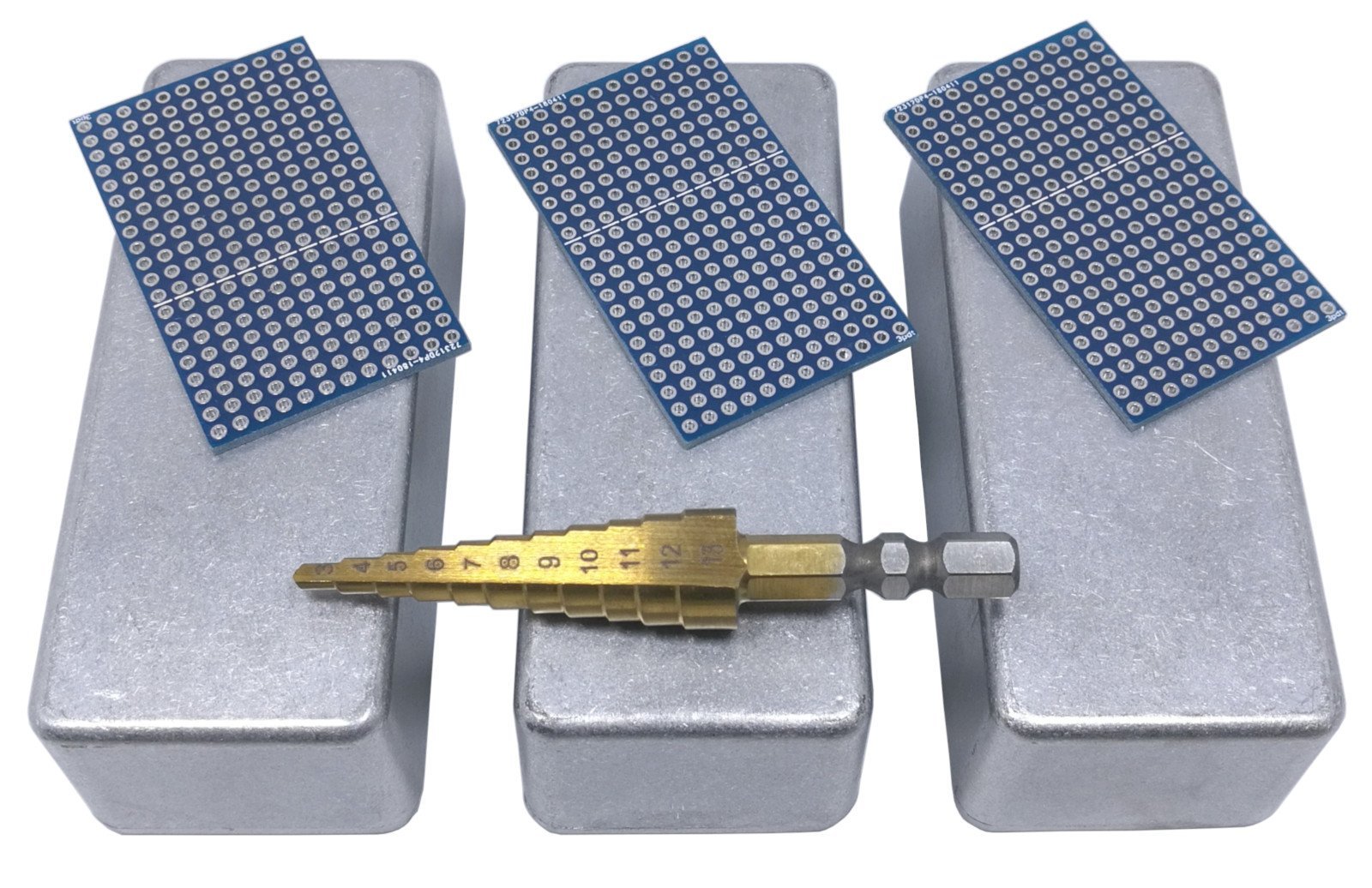 3 pcs 1590A Small Enclosure Box incl. Step Drill, PCB, Aluminum Guitar Effect Pedal Case, unpainted