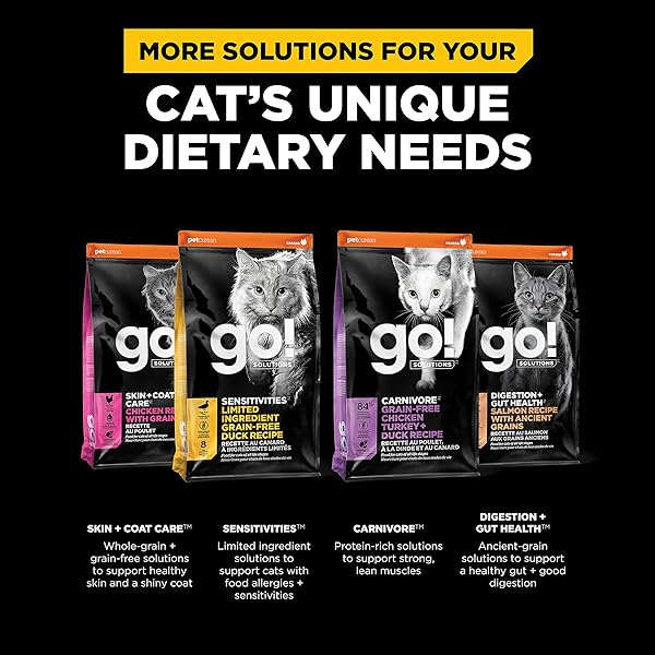 GO! SOLUTIONS WEIGHT MANAGEMENT + JOINT CARE CHICKEN GRAIN-FREE DRY CAT FOOD, PREMIUM KIBBLE FOR HEALTHY DIETING IN ADULTS & SENIORS, WITH NATURAL SOURCES OF CHONDROITIN FOR GOOD MOBILITY, 8 LB BAG