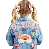 Woodemon Personalized Kids Denim Jacket with Names, Custom Jeans Jacket, Girl Boy Denim Jacket, 1-8 Years Old Boys Girls Clothes, Personalized Birthday Christmas Gifts for Girls Boys