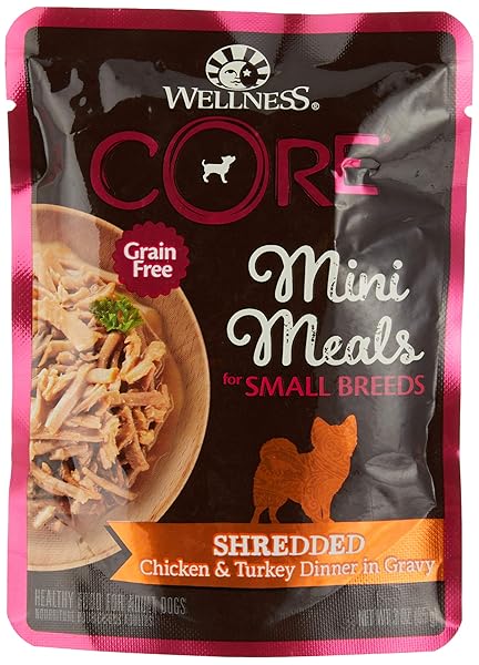 WELLNESS CORE SMALL BREED MINI MEALS SHREDDED CHICKEN & TURKEY DINNER IN GRAVY WET DOG FOOD