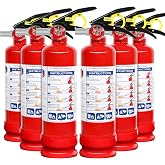 6 Pack ABC Dry Chemical Fire Extinguishers with Mount | 2.5 lb 1A:10B:C Rating for Home, Vehicle, Boat, Quick Release Handle, Compact &amp; Portable Dry Powder Extinguisher
