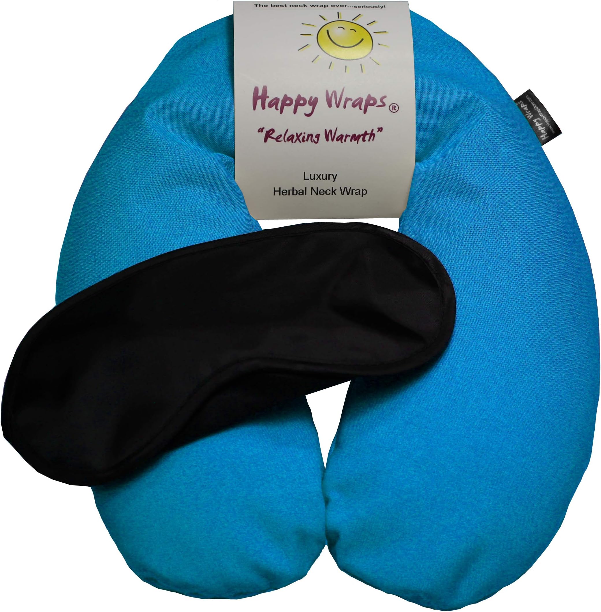 Microwavable Unscented Flax Seed Neck Wrap & Free Sleep Eye Mask - Hot Cold Heating Pad for Shoulder & Neck Pain Relief Pillow - Stress & Migraine Relief - Heat or Freeze - Turquoise
