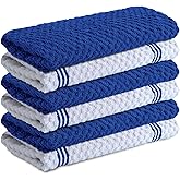 Infinitee Xclusives 100% Cotton Kitchen Towels - 15x25 Inch Ultra Soft Tea Towel, Super Absorbent Terry Dish Towels for Kitchen Linens |Blue|