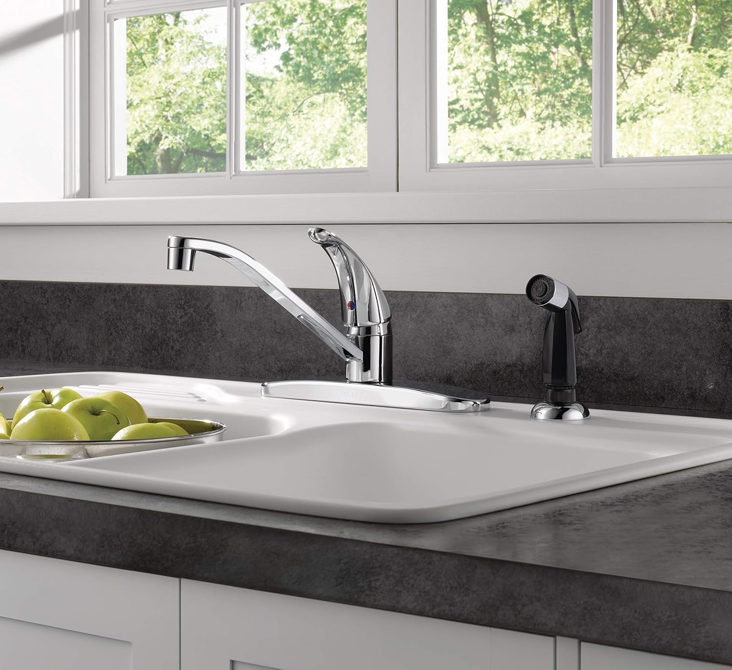 Peerless Single-Handle Kitchen Sink Faucet with Side Sprayer, Chrome P115LF - Touch On Kitchen Sink Faucets - 