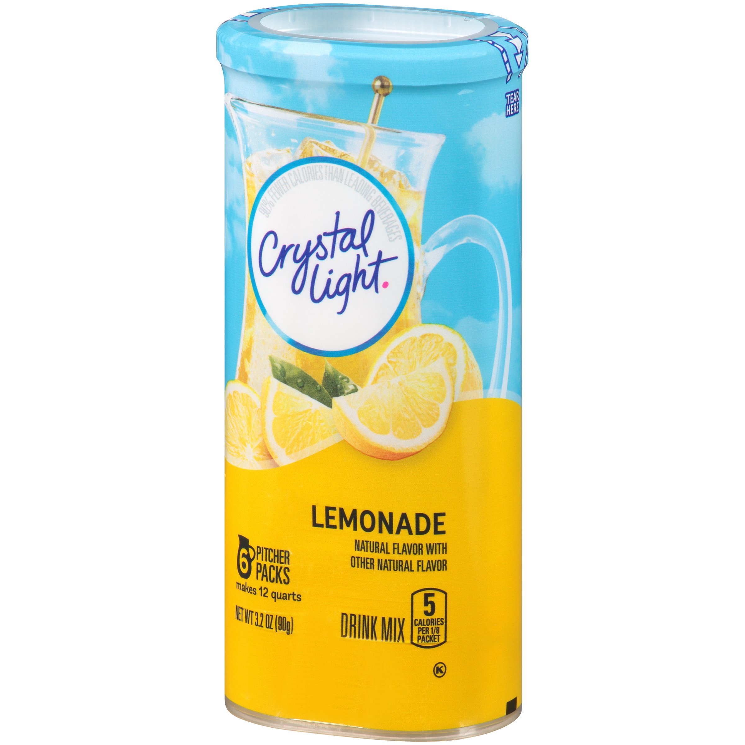 Crystal Light Lemonade Powdered Drink Mix, Caffeine Free, 3.2 oz Can