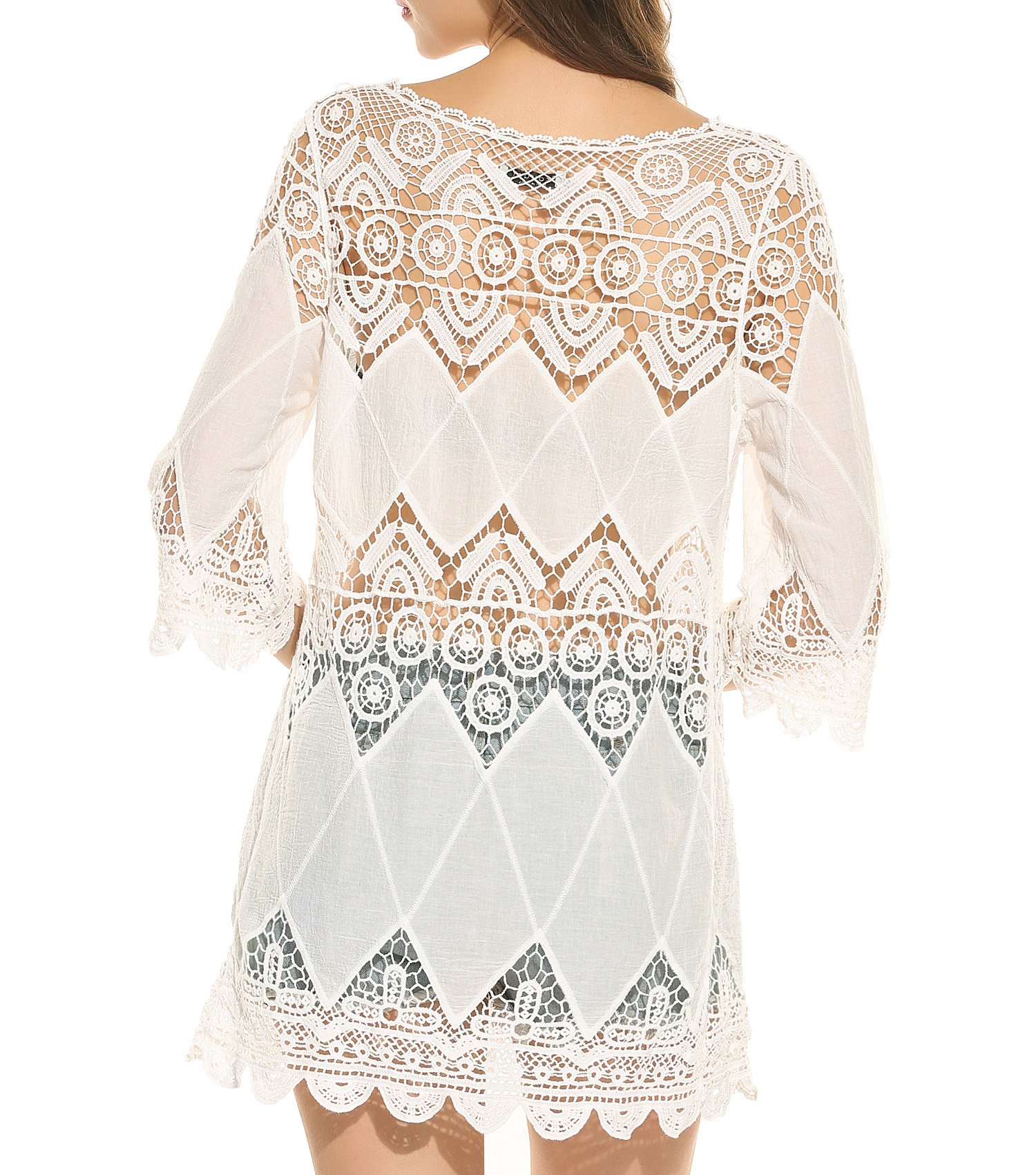 Ekouaer Cover Ups Women's Beach Dress Crochet Tunic Cover Up
