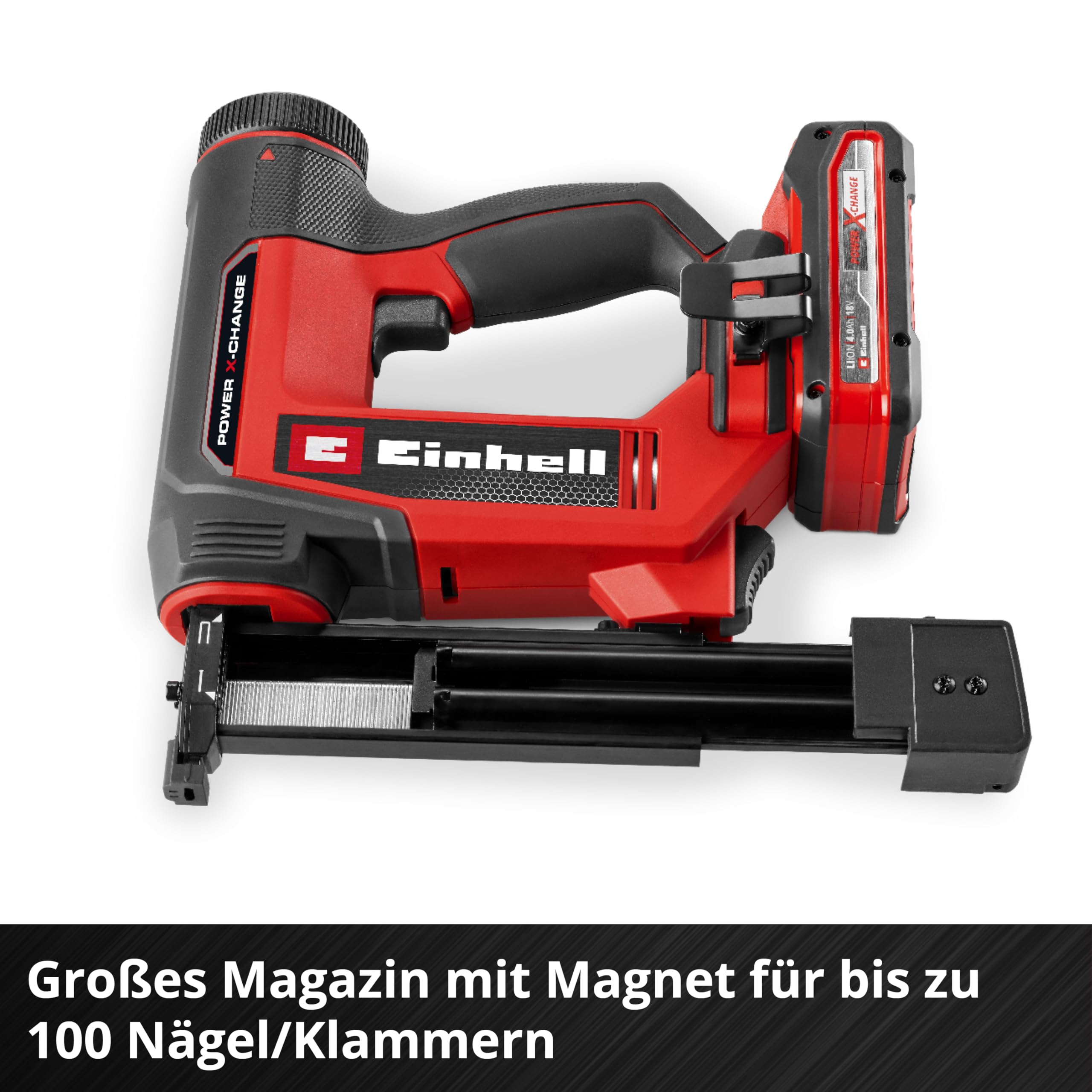 Einhell Akku-Nagler / -Tacker TE-CN 18/32 Li - Solo Power X-Change (18 V, 20 Schläge/min, max. 25 mm Klammern, max. 32 mm Nägel, inkl. je 300 Klammern & Nägel, ohne Akku) 7