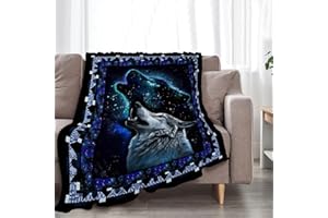 FEORAFEI Wolf Blanket Wolfs Print Throw Blankets for Couch Sofa Bed Lightweight Soft Cozy Fleece Plush Warm Flannel Bedding Blanket Gifts for Girls Boys Kids Teen Man Adults 60"x80"