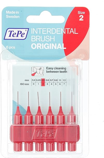 TePe Interdent Red Brushes 0.5 mm 6 Count Teeth Cleaning Pack