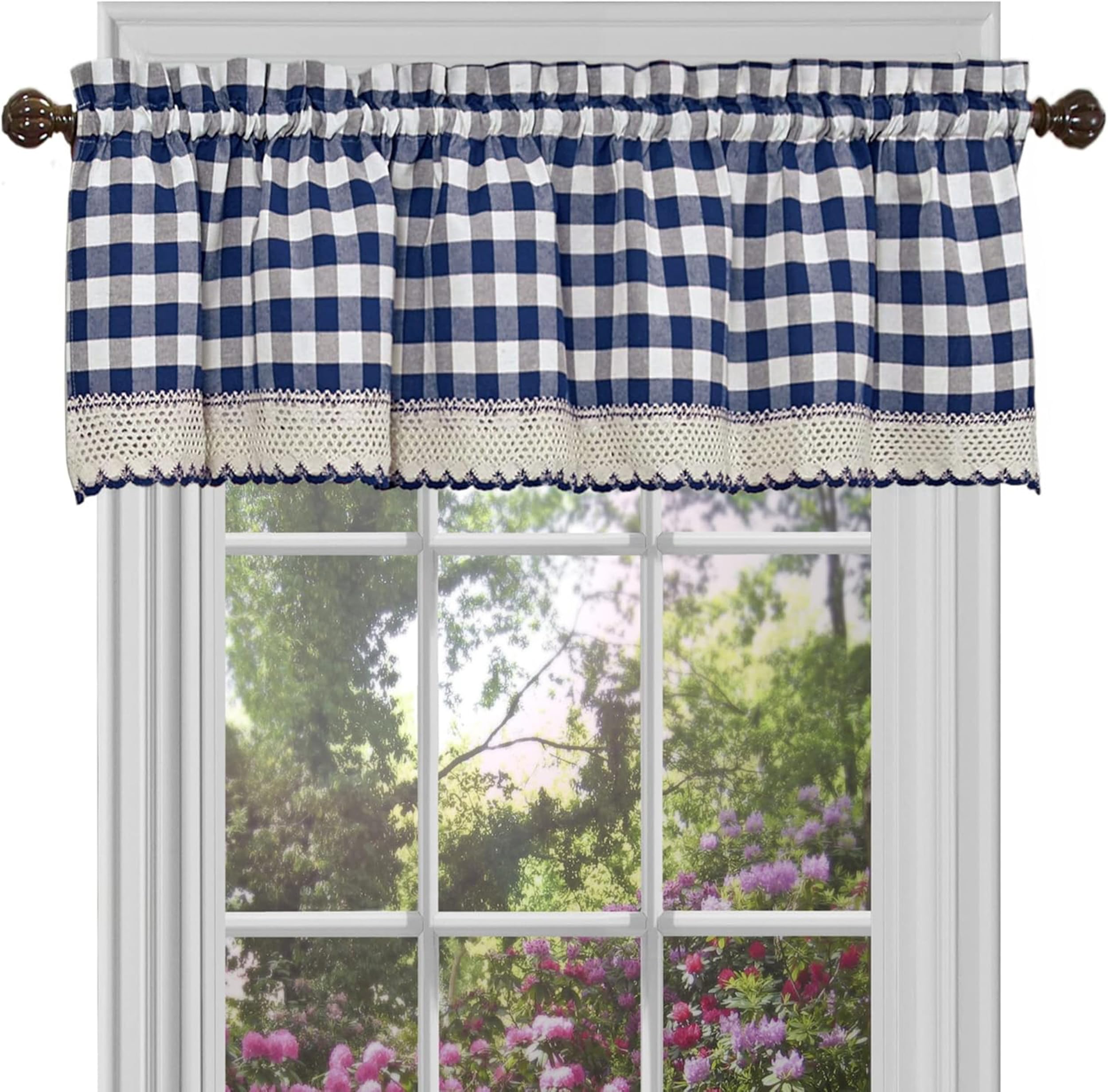 Achim Home Furnishings Buffalo Check Valance, 58-Inch by 14-Inch, Navy
