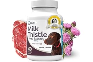 K9 Select Milk Thistle for Dogs, 100mg - 60 Beef Flavored Tablets - Canine Liver Health Natural Milk Thistle Supplement - Liv