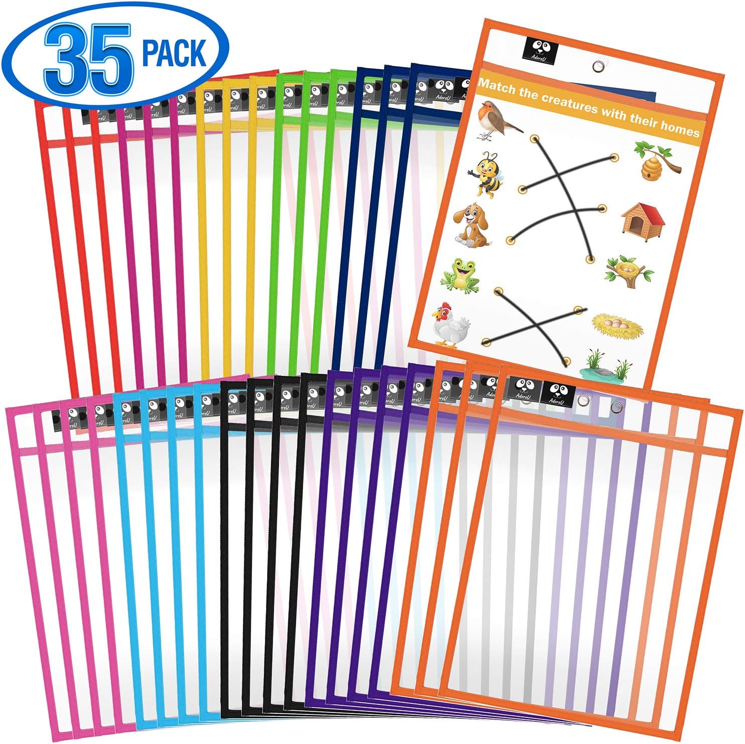 Dry Erase Pockets 35 Pack Reusable Dry Erase Pockets