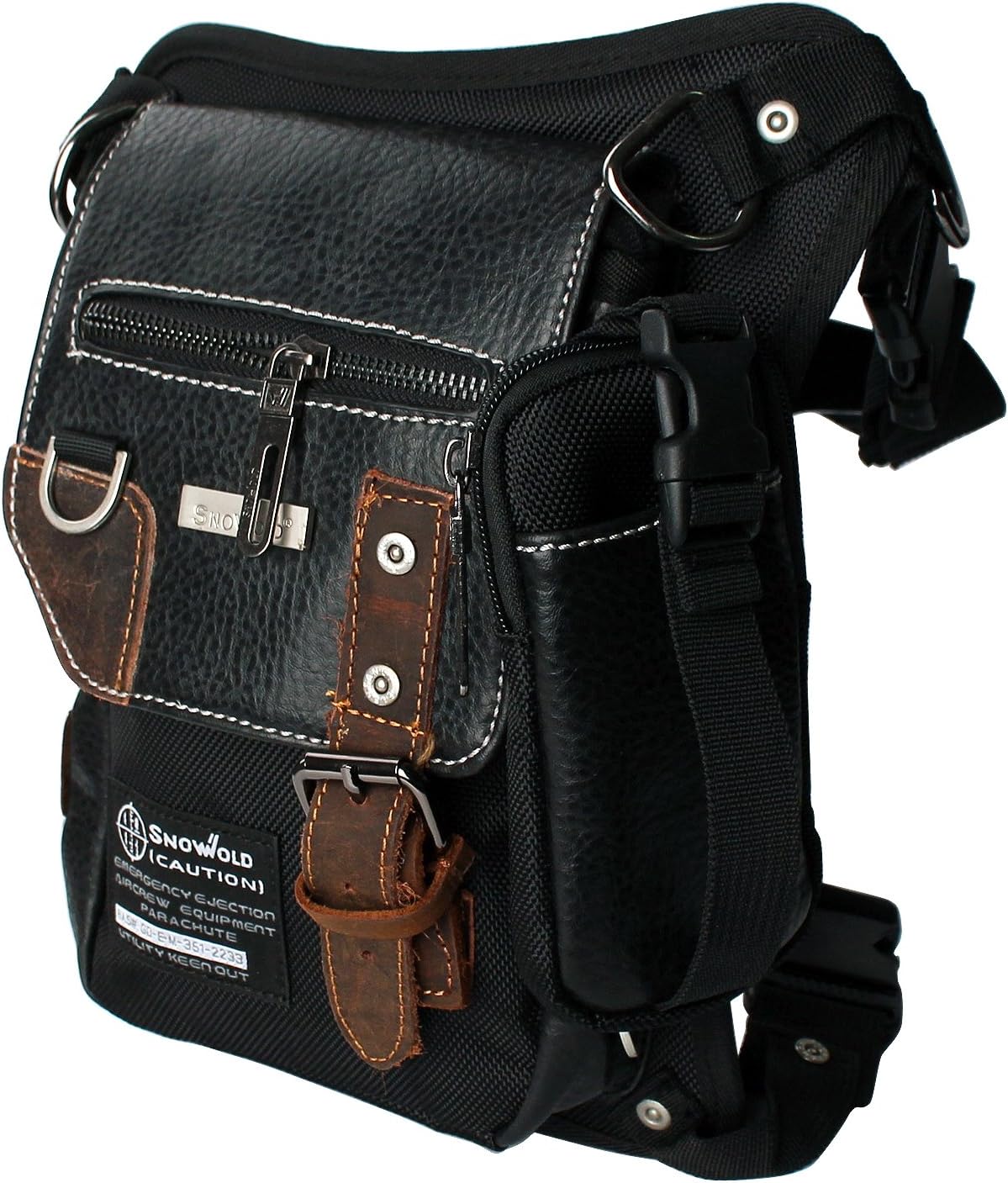 Hengyun Leatherette Tactical Drop Leg Bag Canvas Fanny Pack Waist Pack Hunting Bag, Thigh Pack Waist Belt Bag, Black Style D