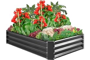 Best Choice Products 6x3x1ft Outdoor Metal Raised Garden Bed Box Vegetable Planter for Vegetables, Flowers, Herbs, and Succulents - Dark Gray