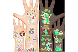 XUTENGY Easter Luminous Temporary Tattoos Stickers for Kids， Easter Eggs Chicken Tattoo Stickers，Easter Basket Stuffers Hunt, Easter Eggs Gift for teens girls babies adults