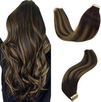 GOO GOO Hair Extensions Tape In 22in 50g 20pcs Dark Brown Balayage
