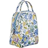 Jula Vance Machine Washable Women Quilted Fabric Insulated Reusable Cooler Lunch Bag Tote Adult Thermal Lunch Box Storage Bag for Work (Floral #2)