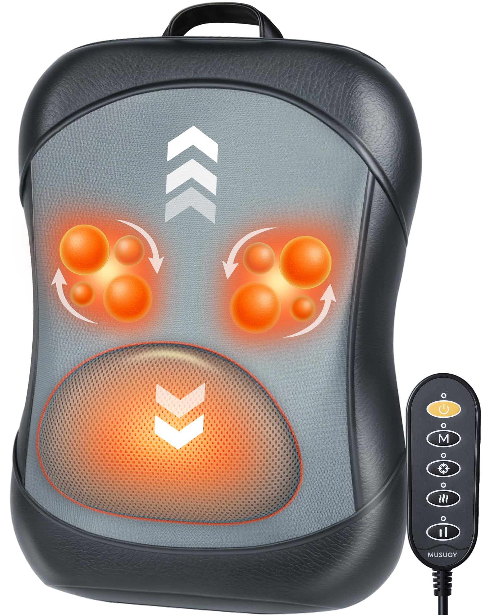 Photo 1 of Musugy Shiatsu Back Massager with Heat : Up and Down Rolling Massage - Electric Back Massage for Pain Relief Deep Tissue - Lower-Back Massager for Office, Home