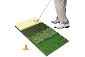 SPOYNAL 4-in-1 Golf Hitting Mat, Turf Golf Hitting Mat for Putting, Driving & Chipping, Indoor/Outdoor Portable Golf Practice Mat with Realistic Grass/Sand Surface and Tees