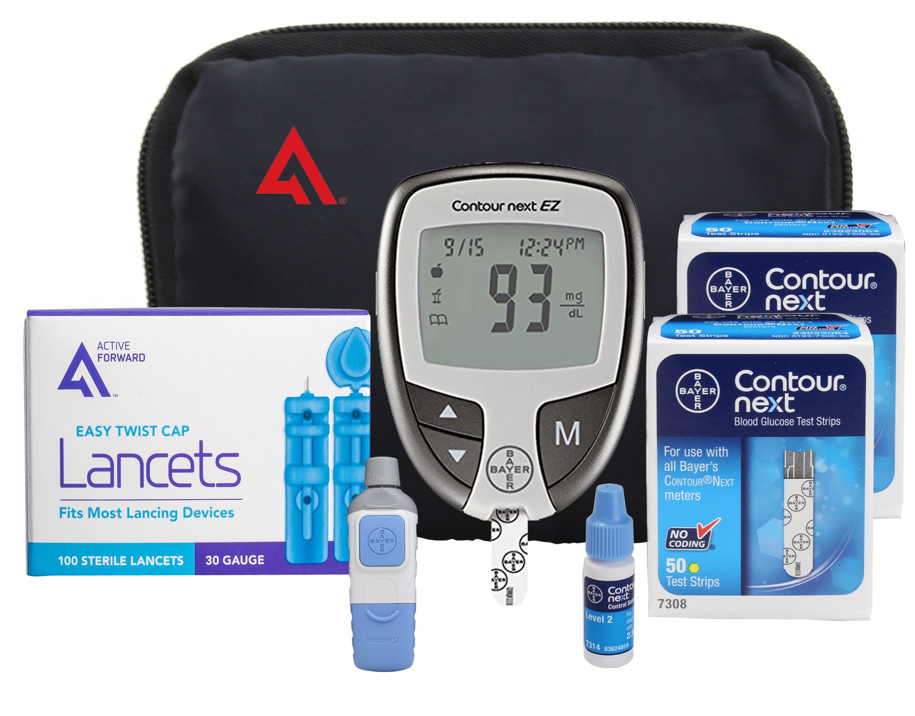 Active1st Bayer Contour NEXT Diabetic Testing Starter Kit 100 Strips