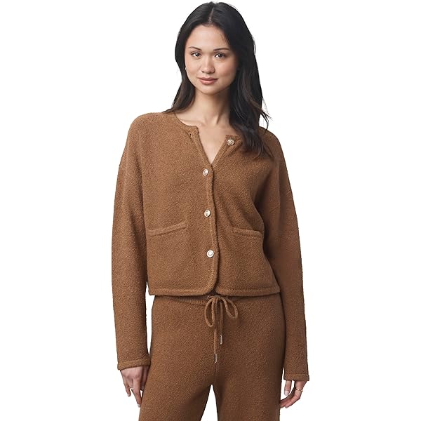 Splendid Women's Octavia Open Cardigan, Fawn Block Stripe at