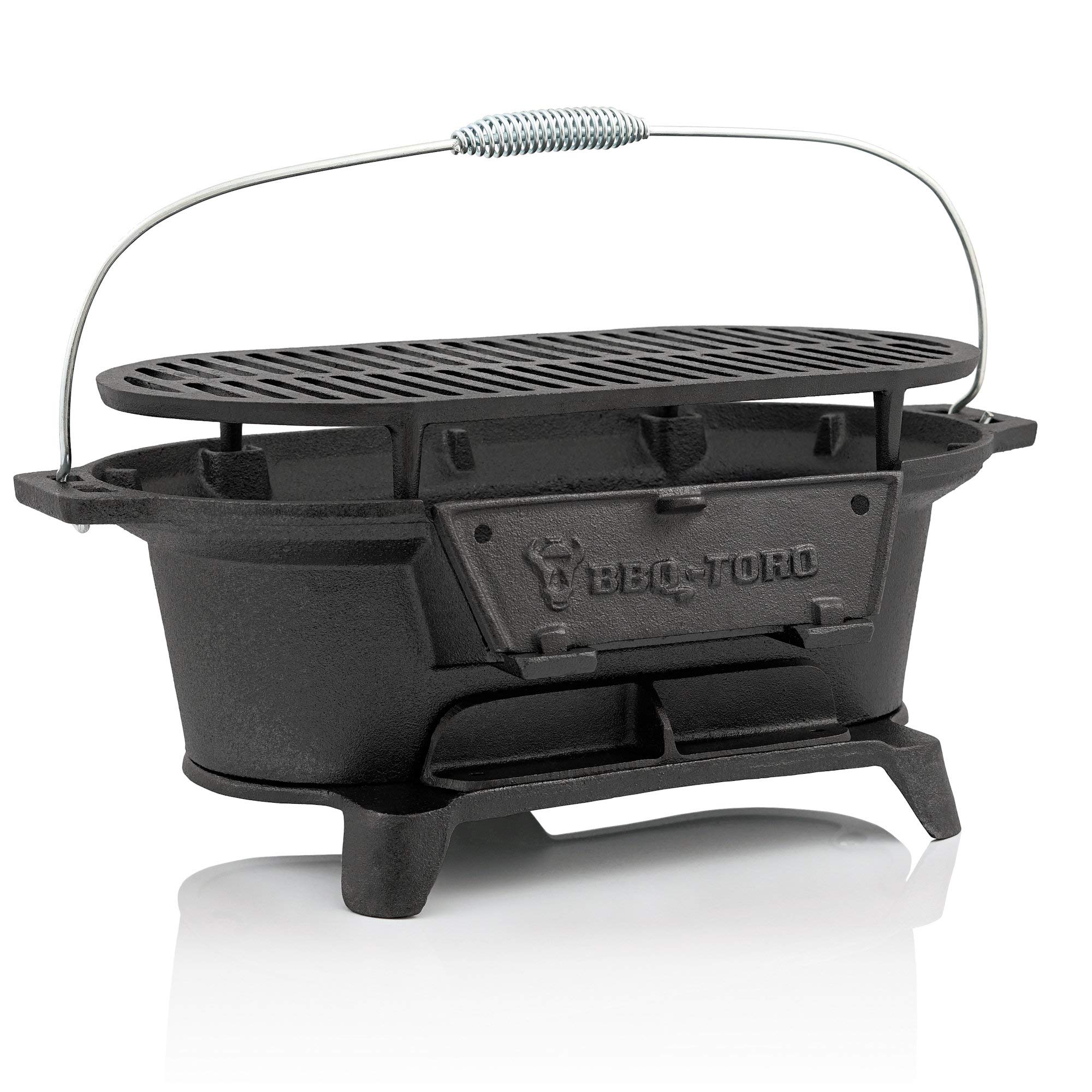BBQToro cast iron BBQ grill with cooking grate 50 x 25 x 23 cm charcoal grill pot, hibachi