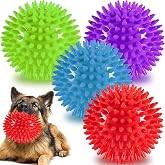 4.5&rdquo; Heavy Duty Squeaky Dog Balls Toys for Medium Large Dogs 4 Pack Indestructible Dog Toys for Aggressive Chewers Spike Dog Balls for Clean Teeth and Training Dog Toys for Boredom and Stimulating
