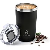 Ideus 20 oz Tumbler, Travel Coffee Mug with Splash Proof Sliding Lid, Double Wall Stainless Steel Vacuum Insulated Coffee Mug for Home and Office, Keep Beverages Hot or Cold, Black