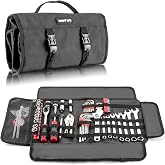 Mofun Motorcycle Tool Kit Universal with Roll Pouch Fit for Motorcycles | 64-Piece Fit for Car Trucks Fit Motorcycles Fit Suzuki Dirt Bikes Fit BMW Fit ATVs, Roadside Travel Wrenches, Ratchet Black