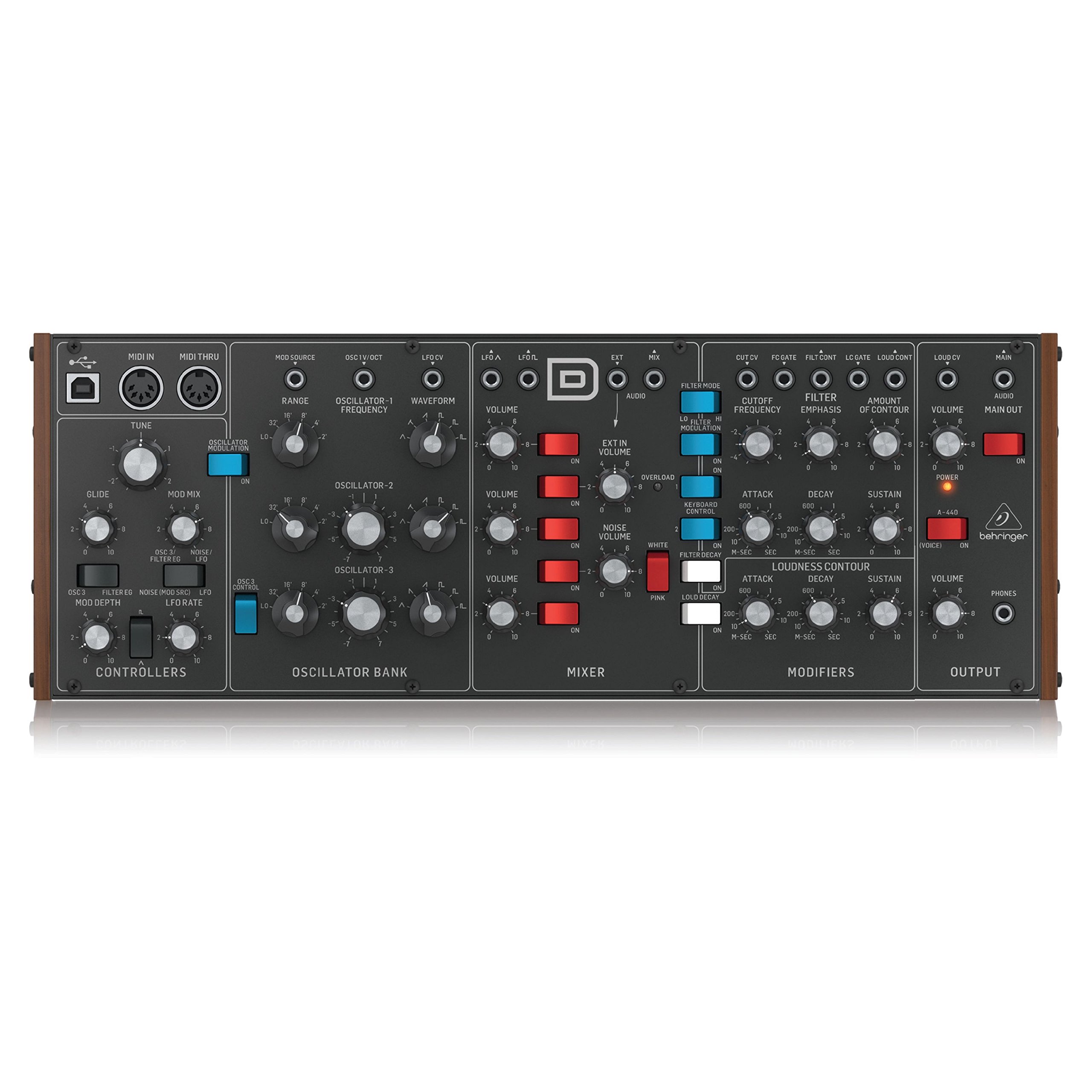 Behringer MODEL D Analog Synthesizer Module, 3 VCOs, Ladder-Style Filter, LFO, Eurorack Compatible Format