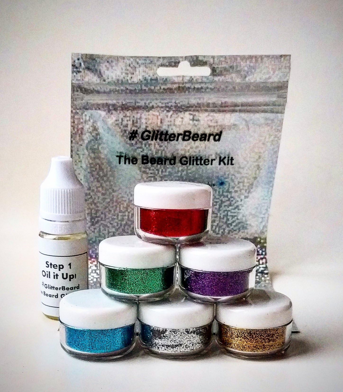Glitterbeard,CHOOSE YOUR COLOUR Beard Glitter Kit, Beard Oil + Glitter. Christmas, St Patricks Day, Party Sets (Blue)