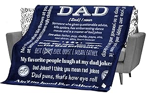 FILO ESTILO Funny Gifts for Dad for Father's Day, Dad Blanket, Dad Gift for Birthday, Father Presents from Son, Gifts for Dad Who Want Nothing 65x50Inches (Blue)