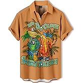 DADDYLOCO Men's Hawaiian Shirt,Ocean Print Shirt, Funny Short Sleeve Button Down,Regular Fit