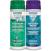 Nikwax Softshell Cleaning & Waterproofing DUO-Pack, Cleans and Restores DWR Water Repellency in Jackets, Pants, Vests, Outerwear, Ski and Snow Gear