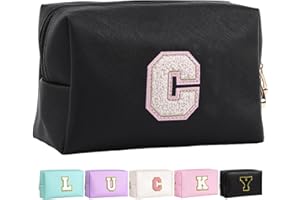 Makeup Bag for Women,Personalized Lettered Embroidered Zippered Cosmetic Bag,Travel Makeup Bag Portable Waterproof Cosmetic T