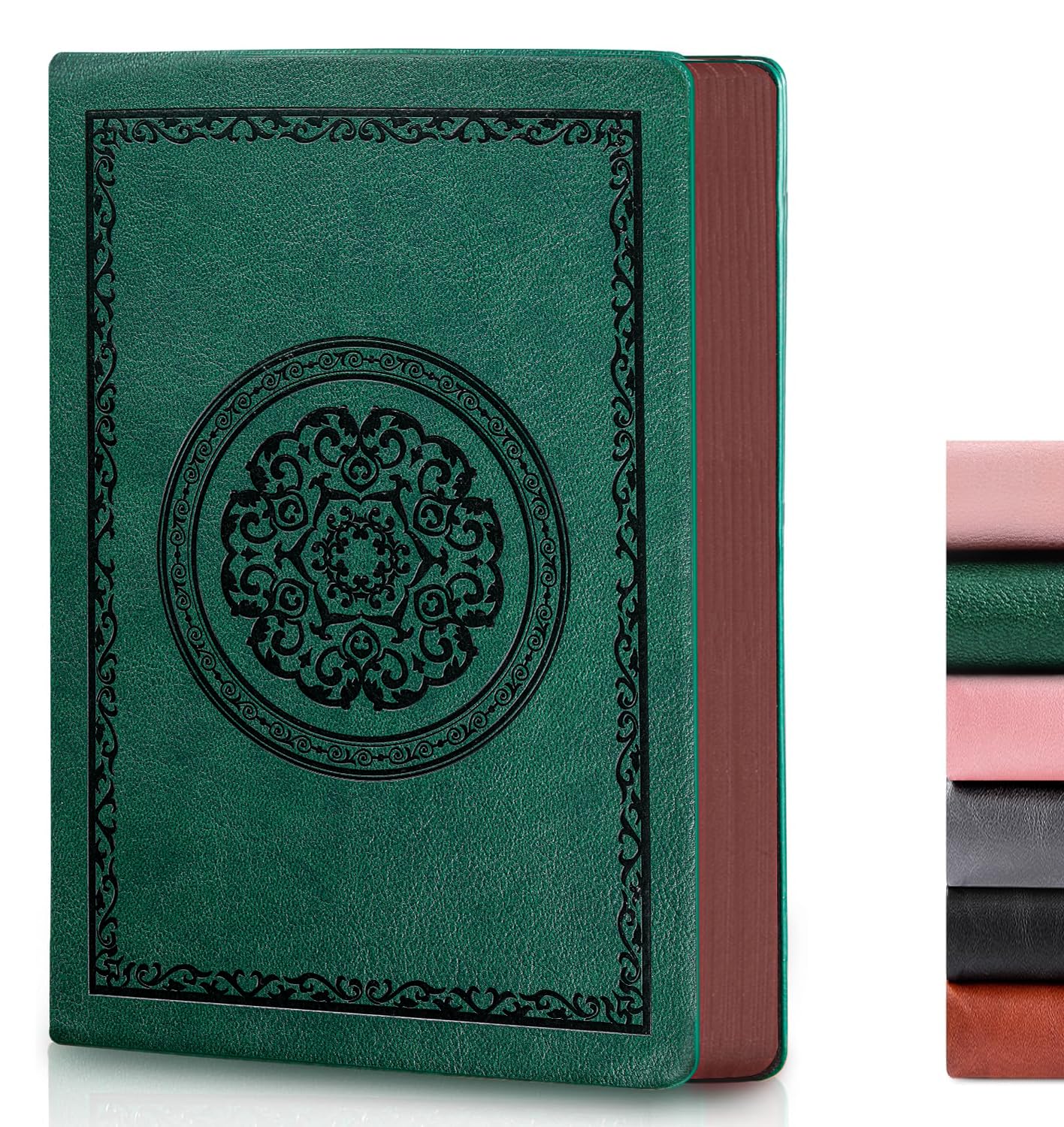 Photo 1 of Fetinar 2025 Leather Vintage Journal Notebook,300 Pages,Leather Softcover Lined Journal Notebooks for Women Men,Notebook Journals for Writing Travel,Business,Office,5.7'' X 8.3'',Green