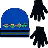 Concept One boys Teenage Mutant Ninja Turtles Beanie Hat and Gloves Set, Tmnt Kids Cuff Winter Knit Cap and Mittens