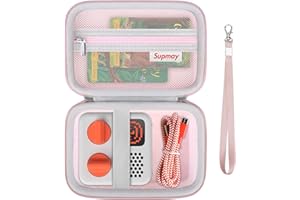 Supmay Hard Travel Case for Yoto Mini (2024 Edition) Kids Screen-Free Bluetooth Audio Player, Storage Holder Protection Case with Zipper Mesh Pocket for Kids Audio Card, Charging Cable, Pink